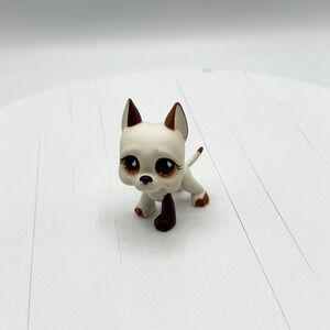 Authentic Great Dane #750 (White/Brown, Orange Eyes) Littlest Pet Shop READ